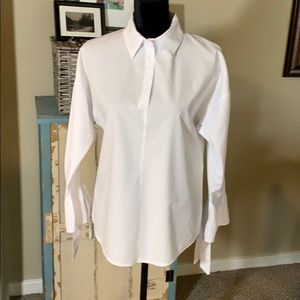 NWOT White Ruffle/Bow Sleeve Blouse